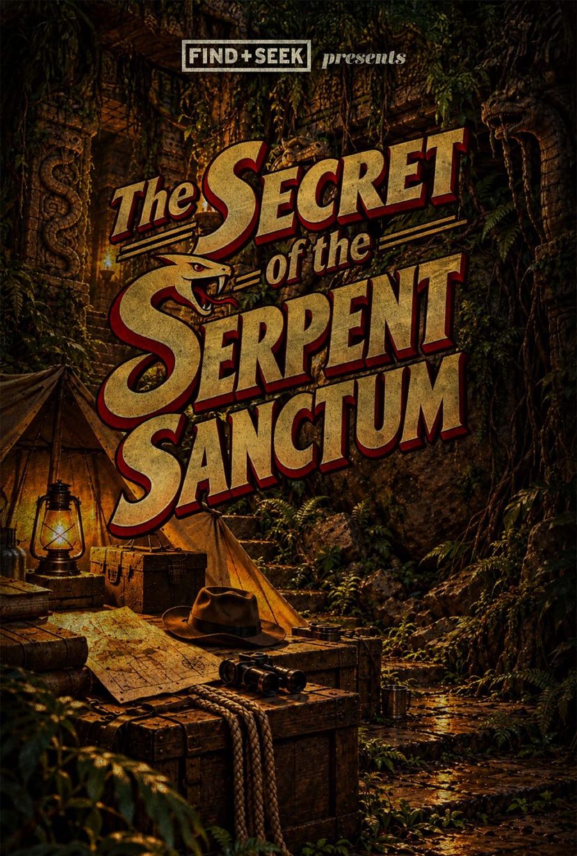 Poster for The Secret of the Serpent Sanctum — a jungle temple expedition